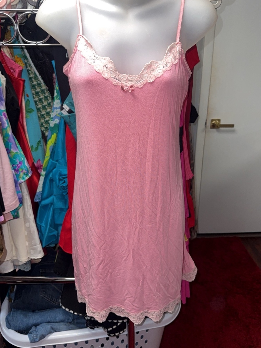 Vintage Y2K Gap Pink Lace-Trim Slip Dress